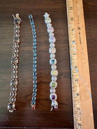 Lot Of Three Sterling Silver Bracelets With Semiprecious Stones