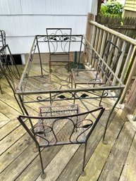 5 Piece Wrought Iron Patio Table Set.  4 Chairs, Table