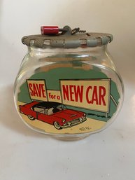 Bower Mfg. Saving For A New Car Glass Bank W/Locking Lid