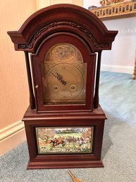 Mantel Clock With Fox Hunt Scene