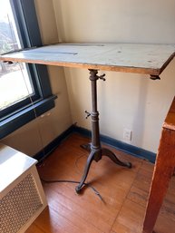 Vintage Drafting Table Cast Iron Tripod Base, Books Included