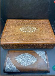 Pair Of Beautiful Wooden Jewelry Boxes
