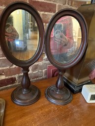 Pair Of Vintage Oval Wood  Mirrors
