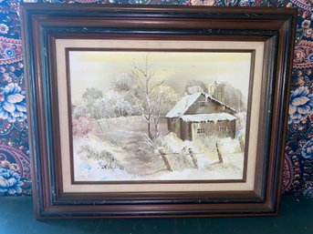 Snowy Cottage Oil Painting