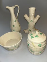 Assorted Belleek Shamrock Items