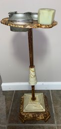 Antique Art Deco Marble Standing Ashtray Cast Iron Floor Stand,