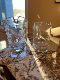 Lot Of 2 Midcentury Glass Pitchers