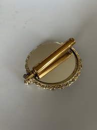 Vintage Purse Telescoping And Magnifying Brass Mirror