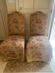 Pair Of Floral Slipper Chairs