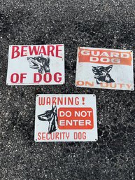 Vintage Tin Beware Of Dog Signs