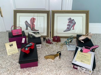 Collection Of Shoe Miniatures & Framed Prints - Heels