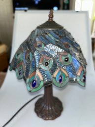 Small Peacock Stained Glass Lamp