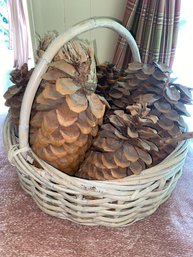 Basket Of Large Pinecones