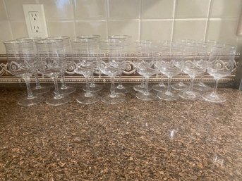 Set Of 16 Etched Lenox Glasses