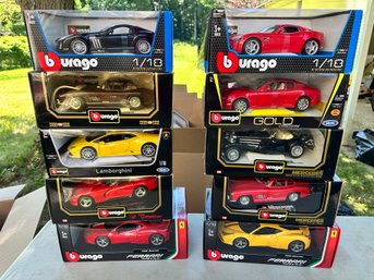 Lot Of TEN NIB Burago Collectible Toy Cars