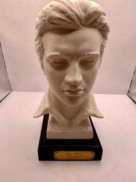 Elvis Bust Sculpture On Wooden Base With Plaque