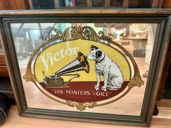 Vintage Victor Advertising Mirror, His Masters Voice. 18 X 12.