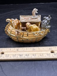 Bejeweled Noah's Ark Enamel Trinket Box