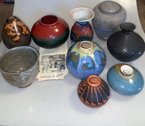 Collection Of Pottery Vases Some Signed