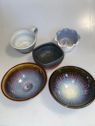 Lot Of Pottery Bowls Some  Signed