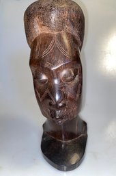 Vintage Heavy Wood Bust Makonde Head, Kalpana Crafts NY