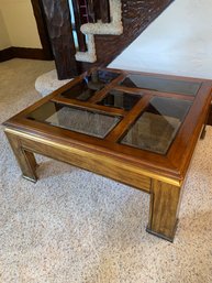 Wood And Glass Square Cocktail Table