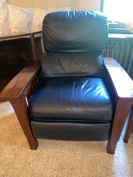 Mission Style Wood & Leather Recliner