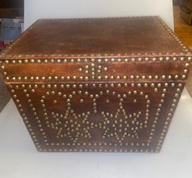 Studded Leather Storage Trunk