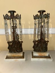 Pair Of Antique Victorian Girandole Candelabra Candlesticks