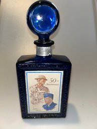 American Legion 50th Anniversary J.W. Dant Whiskey Bottle 1969 Cobalt Blue EMPTY