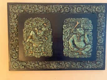 Vintage El-arte Azteca 3D Mayan Aztec Wood Plaque