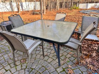 Glass Top Patio Table With 5 Chairs