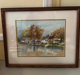 Babylon, NY Framed Watercolor By Local Artist