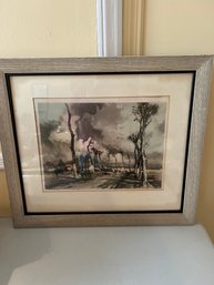 Framed French Farm Etching