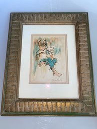 WM William Coty Signed Artists Proof -Boy Reading With Dog - Framed