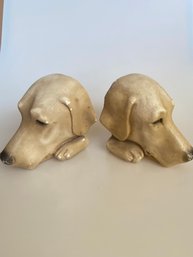 Gargoyles Studio Brooklyn NY Yellow Lab Retriever Dog Bookends Vintage