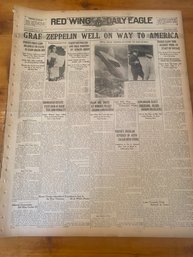 Red Wing Daily Eagle Complete Bound Aug 1-31, 1929 Graf Zeppelin Newspapers