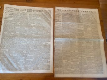 NY Times March 11,1862 & NY Herald Oct 17,1958 Authentic Newspapers