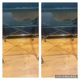 Pair Of Metal & Glass End Tables