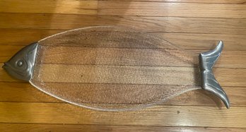 Large Fish Platter / Lucite & Pewter 2 Ft Long