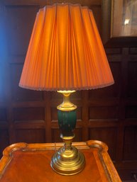 Table Lamp, Brass & Green Base