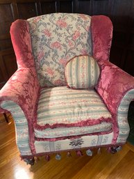 Floral Burgundy, Tassels Arm Chair