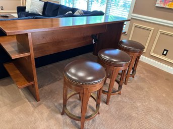 Stickley Bar With 3 Stools