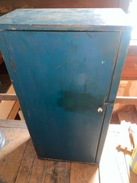Antique Painted Teal Wood Jelly Cabinet