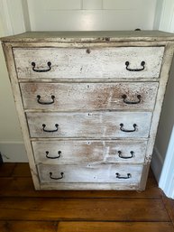 Vintage Chippy Wood  Chest Of Drawers