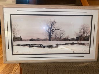 Framed Winter Farm Scene