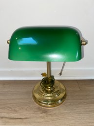 Vintage Bankers Desk Lamp Green & Brass