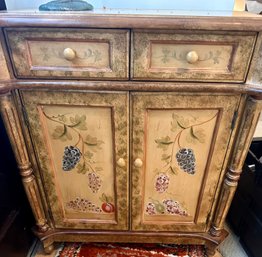 Painted Decorated 2 Door Cabinet With Grape And Fruit Design