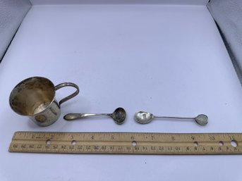 Sterling Steiff Cup And 2 Spoons