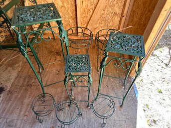 Lot Of 8 Metal Plant Stands.  Assorted Heights